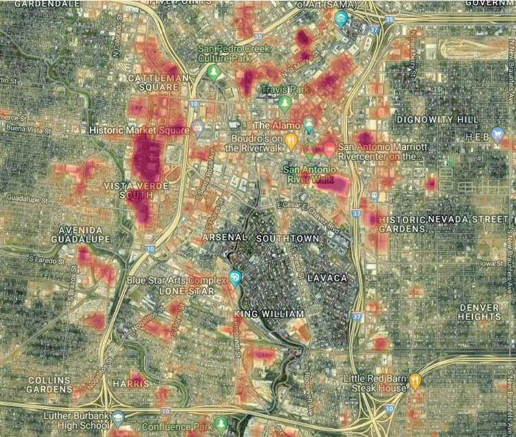 Example of heat map on a particular day.