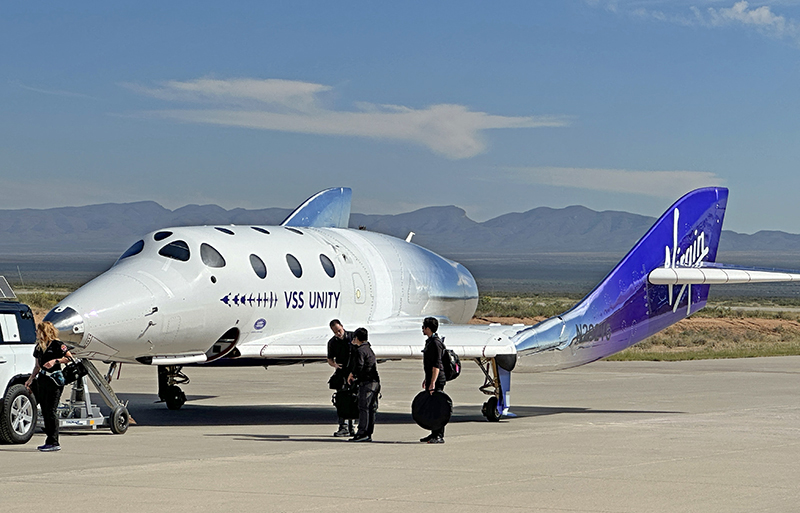 the Unity spacecraft towing back to the hangar after its successful G04 spaceflight