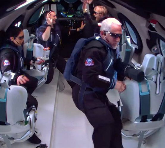 P.I. Stern aboard the Virgin Galactic commercial spaceship unit