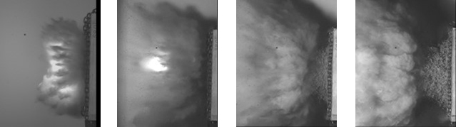 Image series of aluminum sphere impact on basalt target