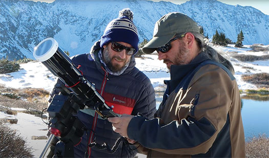 Caspi (right) and Seaton (left) demonstrating CATE 2024 telescope