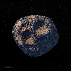 illustration of 16 Psyche, a large M-type asteroid