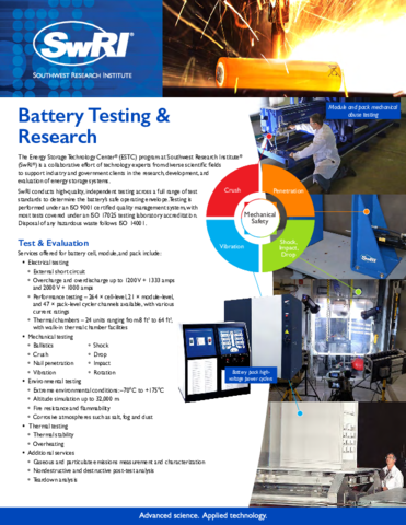 Go to Battery Testing & Research brochure