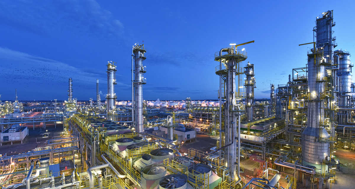 Aerial view of a Chemical Plant at night