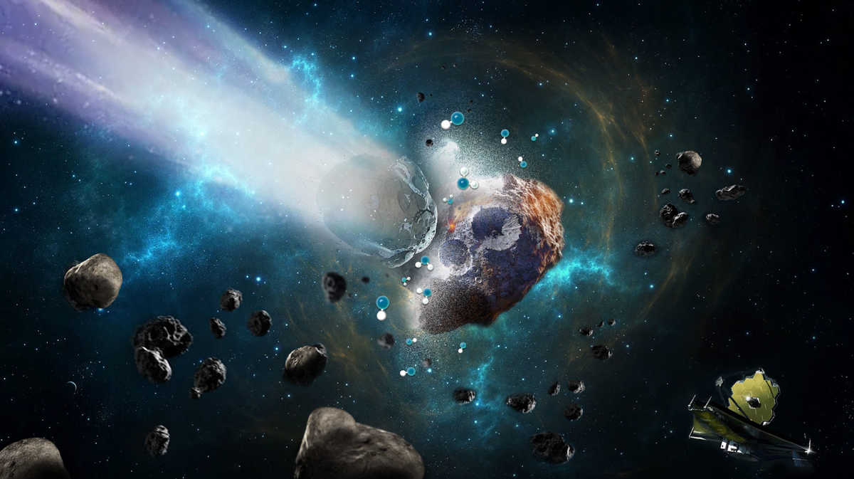 Computer generated image of Psyche asteroid impact 