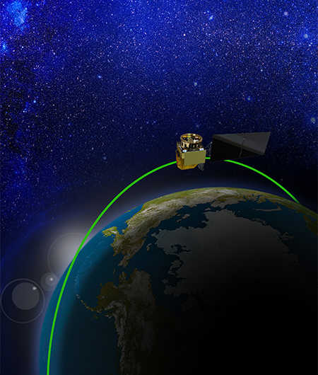 artist rendering of Quicksounder environmental satellite in low-Earth orbit