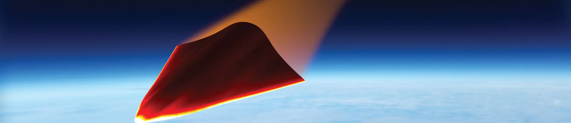 A vehicle above Earth glowing red from heat 