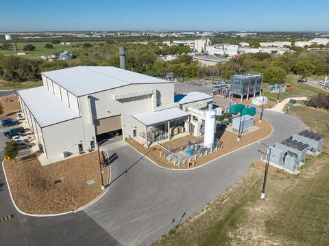 Aerial view of SwRI's STEP Demo 10 MWe sCO2 pilot plant