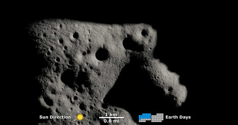 Computer visualization of the Moon's dark poles with deep craters