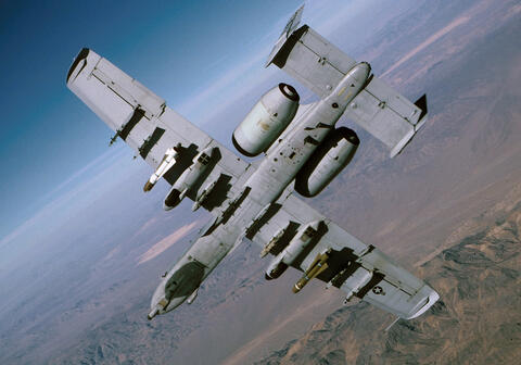 The Fairchild Republic A-10 Thunderbolt II aircraft in the sky