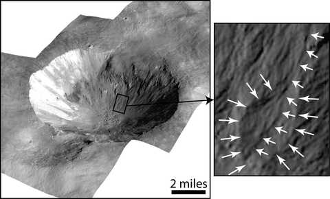 Image showing lobate deposits and curvilinear gullies on the Cornelia Crater