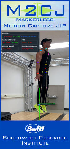 Man in workout attire being captured by the M2CJ motion capture system