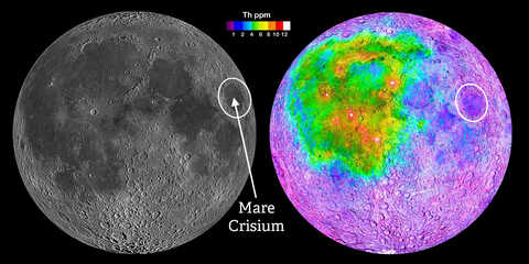 Computer composite image showing Mare Crisium impact basin