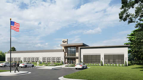 Architectural rendering showing the exterior of the $18.5 million, 33,000-square-foot facility under construction in Warner Robins, Georgia