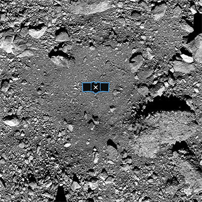 Black and white image of landing site