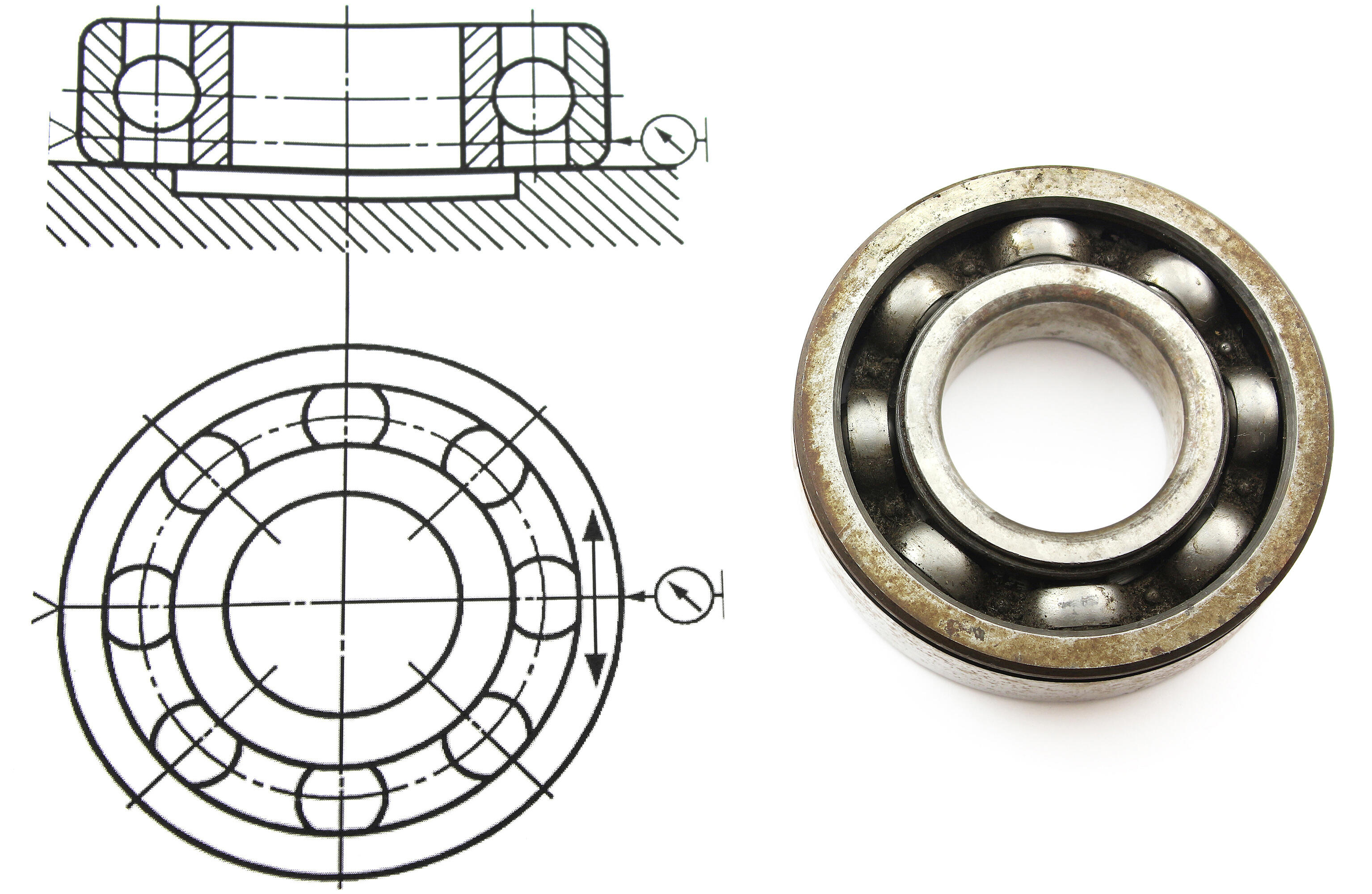 Drawing with a bearing