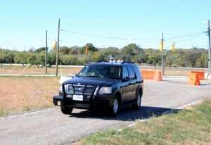 vehicle driving on testing track