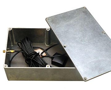 Grey metal box with electronic components inside