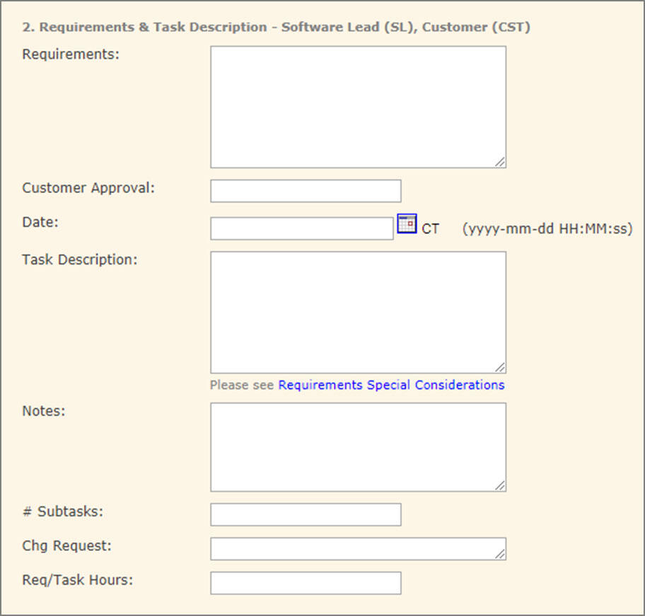 Software task requirements