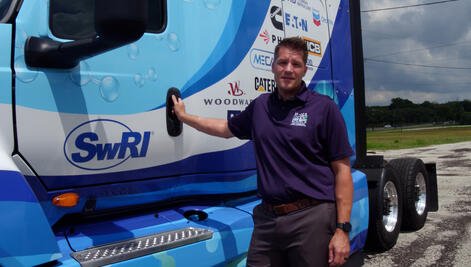 Go to SwRI video: Test driving the H2-ICE demo truck