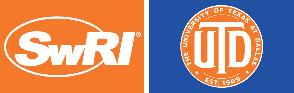 Southwest Research Institute logo (left); University of Texas at Dallas (UTD) logo (right)