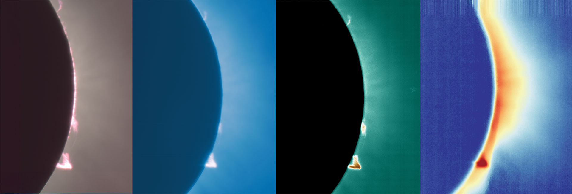 Four images showing corona during the solar eclipse from NASA's WB-57 jets 